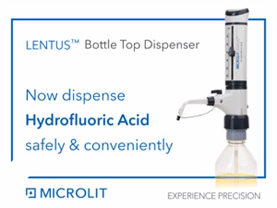 Microlit launches Lentus Bottle Top Dispenser for use with Hydrofluoric Acid