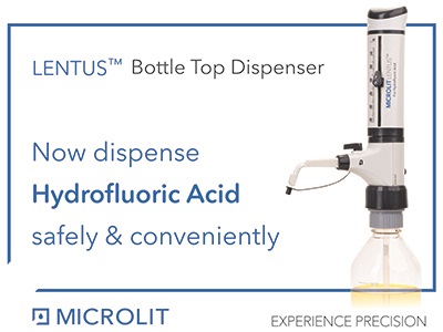 Microlit launches Lentus&trade; Bottle Top Dispenser for use with Hydrofluoric Acid