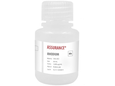 Rhodium, 1,000 µg/mL, for AA and ICP, 30 mL